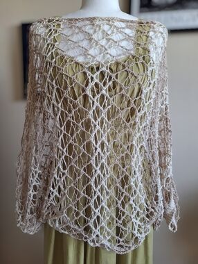 Zara Crochet Open-Weave Neutral Cover-Up